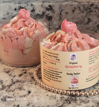 Load image into Gallery viewer, BODY BUTTER**Exotic Peach, Strawberry Milkshake, Exotic Passion Fruit, Exotic Pineapple, Cashemere, Strawberry Pound Cake Body Butter(organic ingredients)