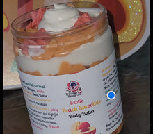 Load image into Gallery viewer, BODY BUTTER**Exotic Peach, Strawberry Milkshake, Exotic Passion Fruit, Exotic Pineapple, Cashemere, Strawberry Pound Cake Body Butter(organic ingredients)
