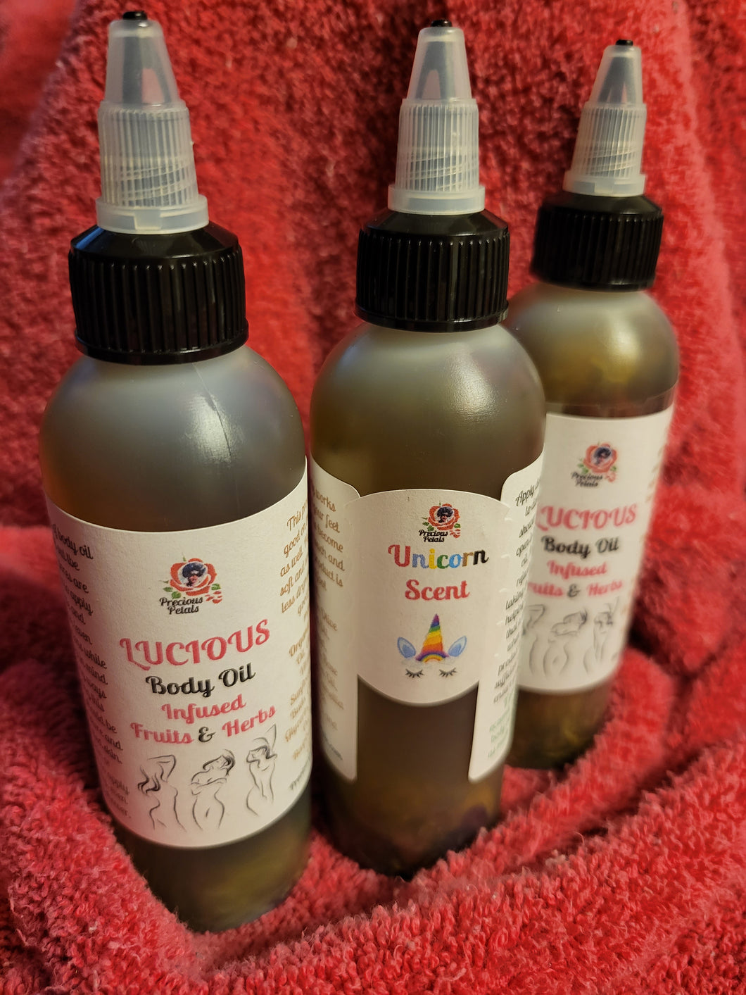 Body***LUCIOUS BODY OIL INFUSED FRUITS & HERBS 4 oz & 8 oz  Unicorn Scent